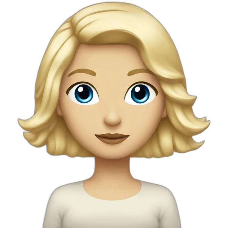 Femme yeux bleus, cheveux longs et blonds, avec un casque musique beige emoji