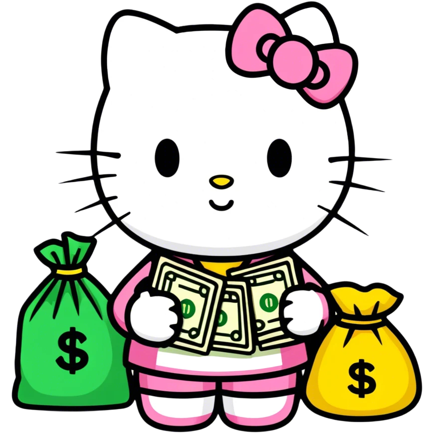 Hello kitty in money emoji