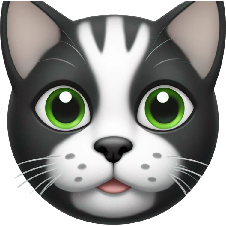 Gatito negro y blanco con ojos verdes emoji