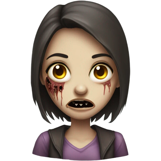 Brunette zombie girl in horror zombie  emoji
