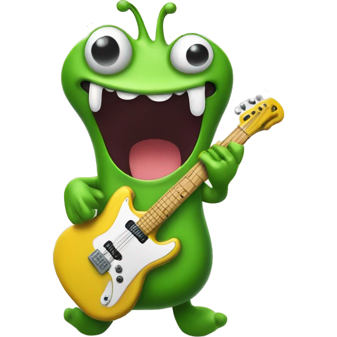 Happy slimy slug playing electric guitar emoji