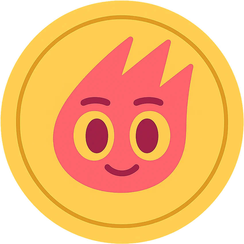 Create a flat style gold coin featuring only the mascot's head from the reference image in the center. The illustration should be bold, clean, and flat with no extra effects or details. emoji