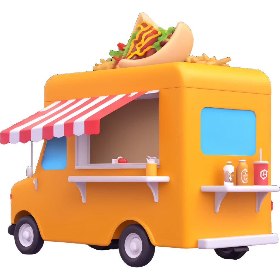 generate me a 3D shaorma food truck red emoji