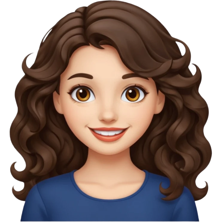 generate pretty brunette girl with wavy hair makeup  emoji