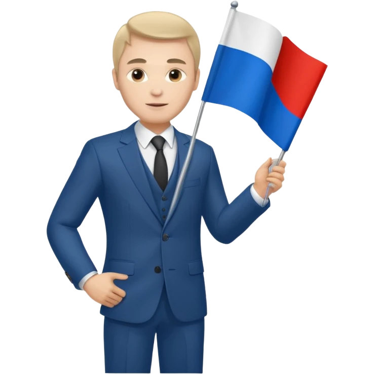 a Russian man in a suit with a Russian flag in his hand emoji