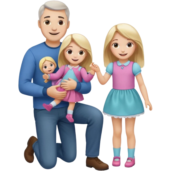 father and daughter playing dolls full body emoji