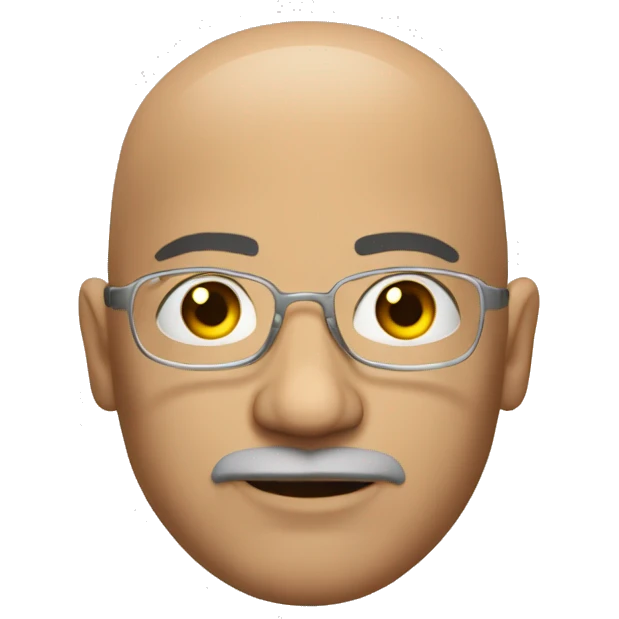 bald man with goatee and clear gasses and shirt emoji