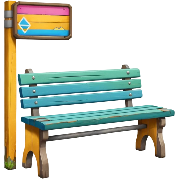 Bus stop bench + poster emoji
