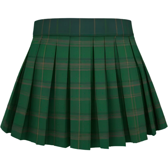 Green tartan pleated mini skirt, isolated emoji