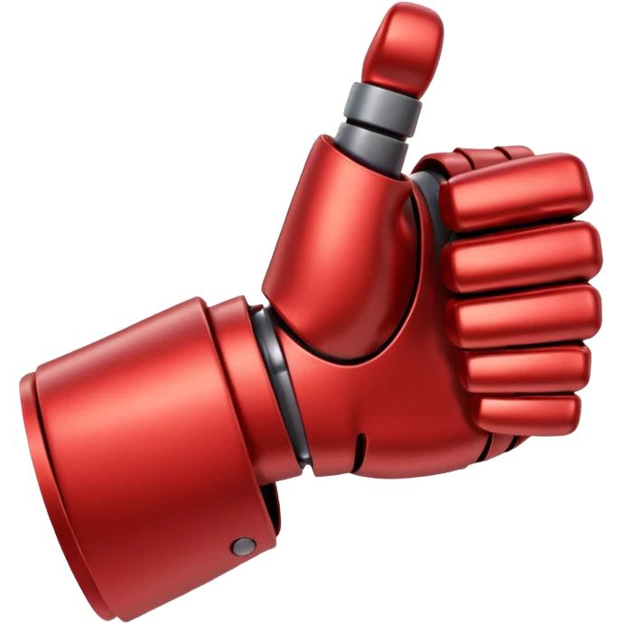 robot hand closed fist but the thumb is up and make the color of the robot  in the shade red emoji