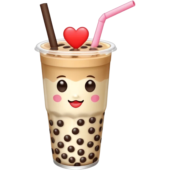 Boba tea with heart shaped boba pearls emoji