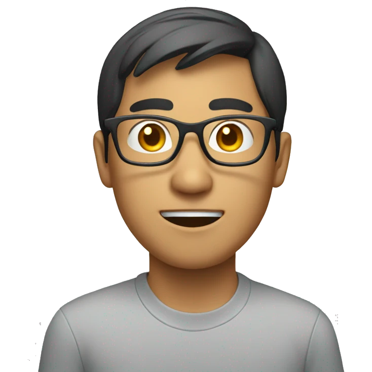 An asian guy wearing glasses coding on the Macbook emoji