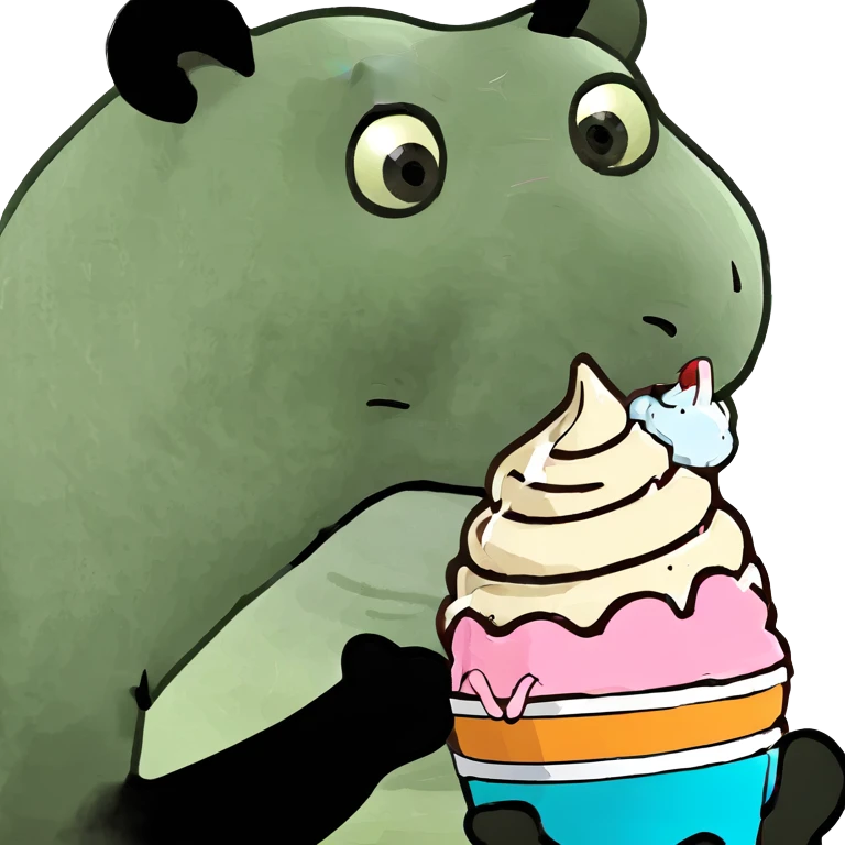 Panda eating ice cream emoji