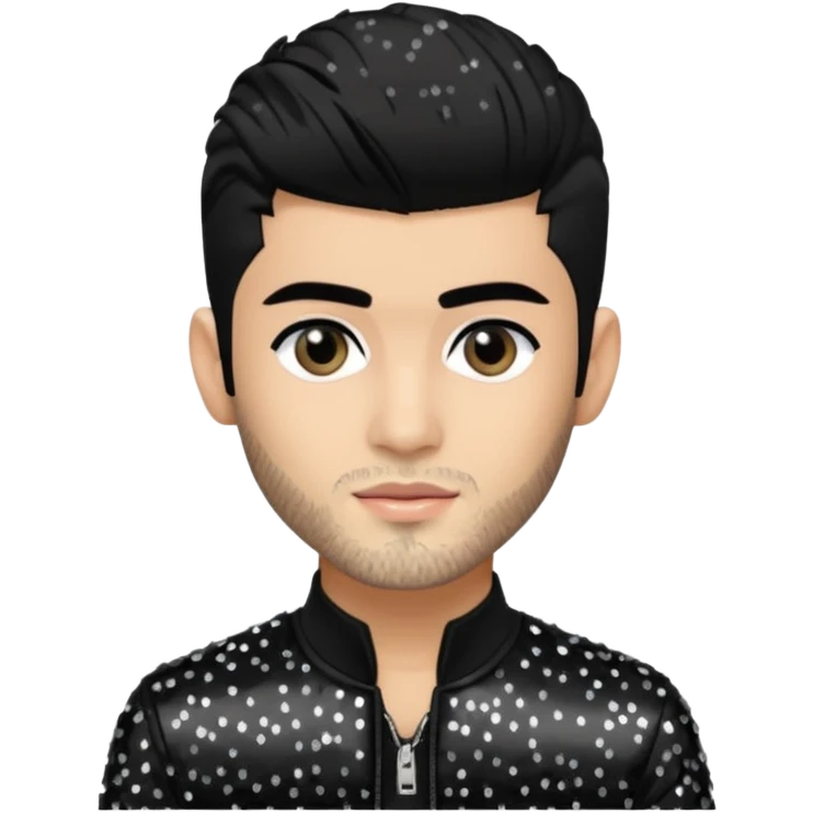 Zayn Malik from One Direction with light skin, black hair, black sequin outfit emoji