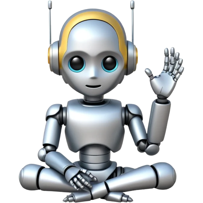 cute robot doing a thinking pose emoji