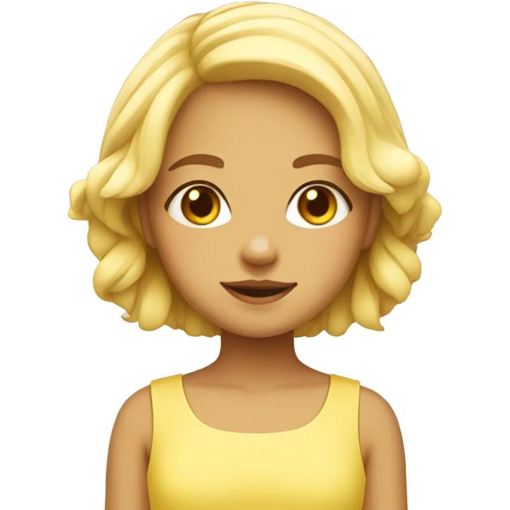 Yellow blossom girl white/tan skin cute  emoji