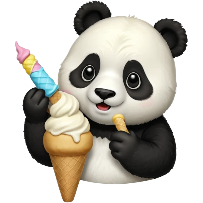Panda eating ice cream emoji