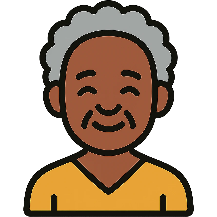 portrait of a Black elderly person, color outline icon style emoji