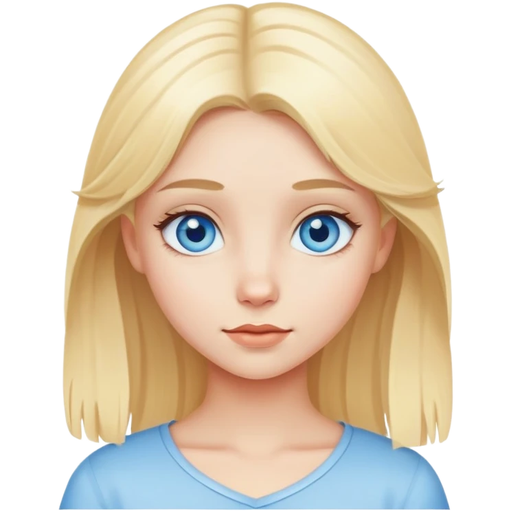 cute blonde girl character with blue eyes emoji
