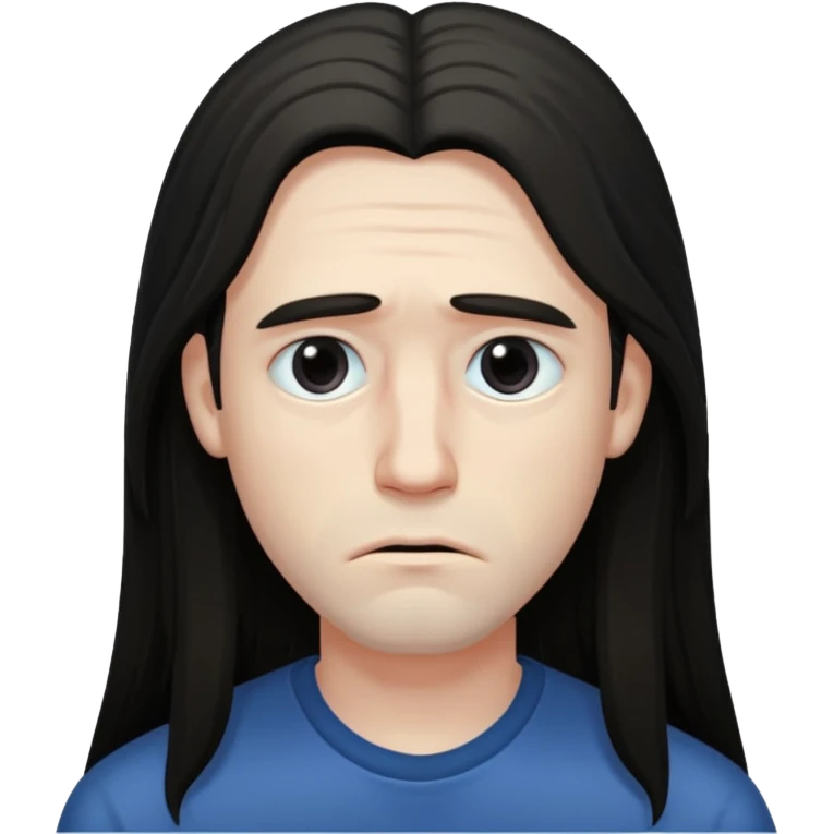Sad man: dark and long hair emoji