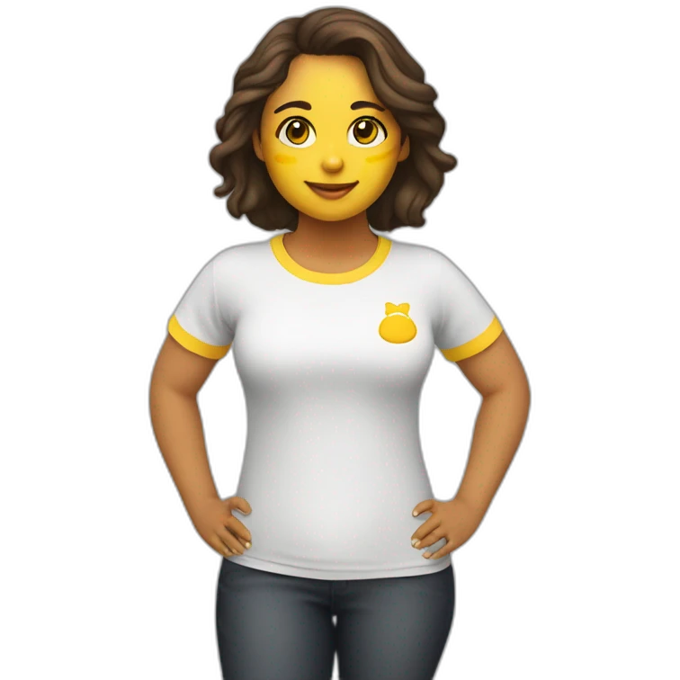 Niña gorda con camiseta amarilla emoji
