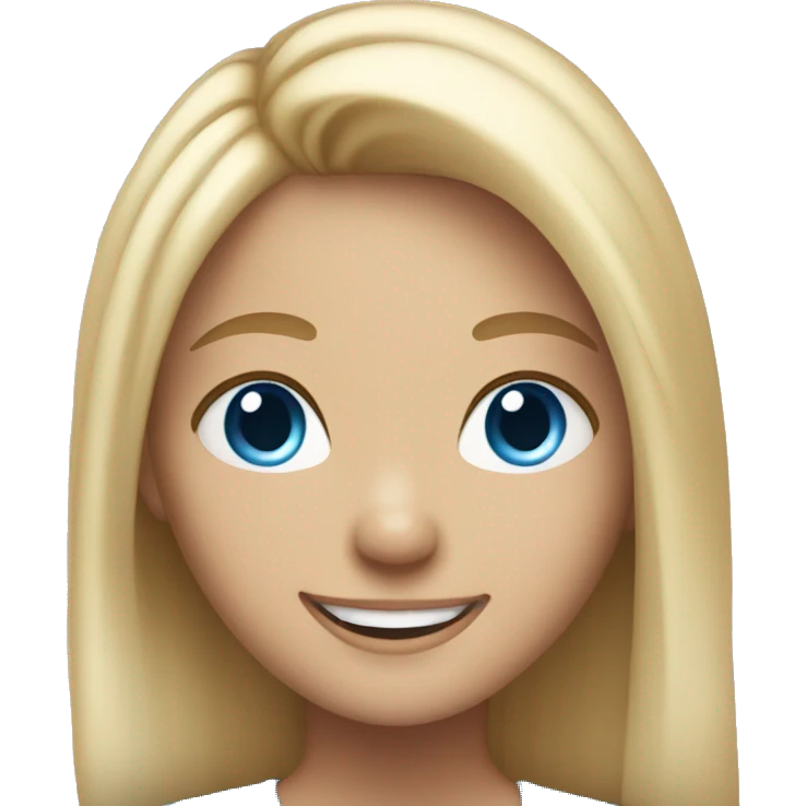 smiling girl with blonde hair and blue eyes emoji