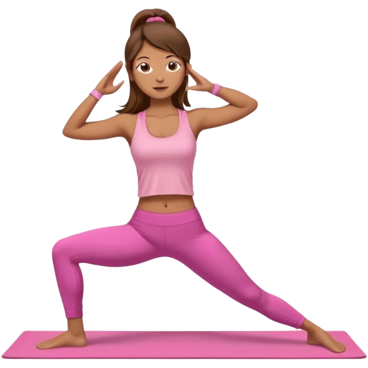 Pose de yoga cabello suelto, rosa emoji