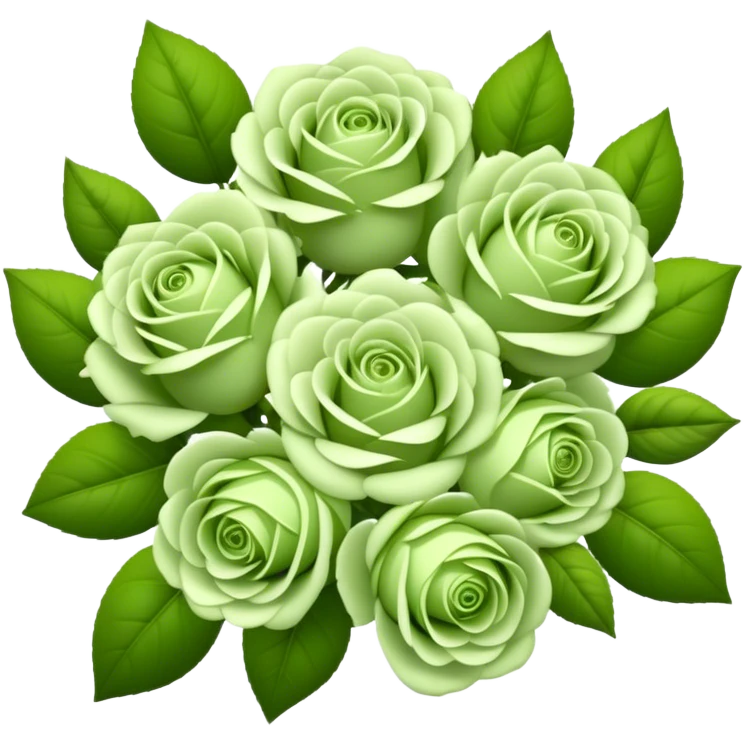 big bouquet Soft Green Tea Rose flower and bud, luxuriant, leaf, bud emoji
