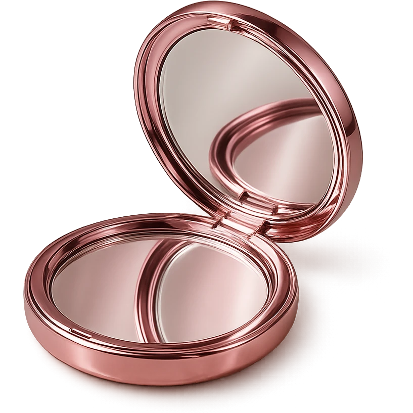 pink compact mirror, elegant and radiant emoji