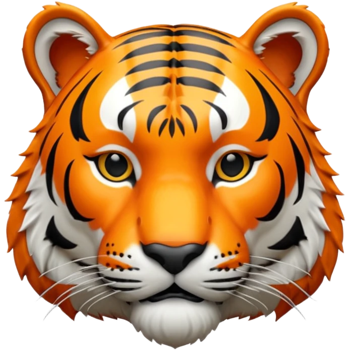 Create a highly polished, 3D game UI–style illustration of a  TIGER HEAD emoji
