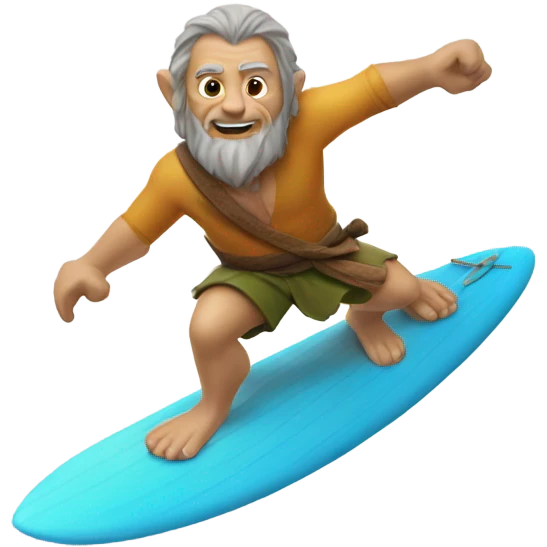 Hobbit man riding a surfboard emoji