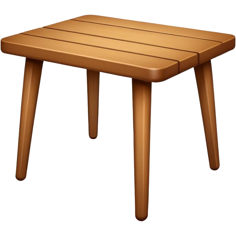 A flat, minimalistic, wooden table icon with four legs, viewed from the front, white background, no shadow, simple lines, high contrast, emoji design emoji