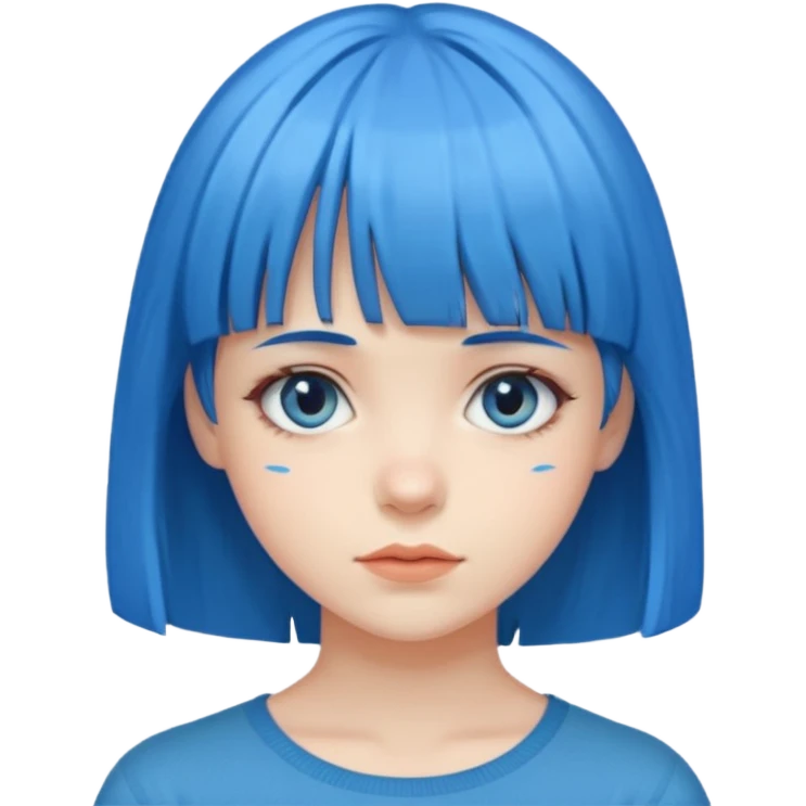 girl with bangs and blue hair just face emoji