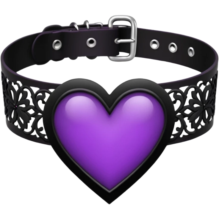 heart with purple gothic black lace choker emoji