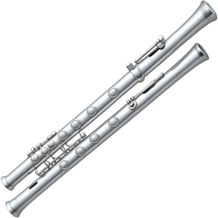 cute silver flute emoji, simplified details, big buttons, cartoonish style emoji