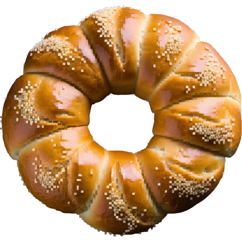A traditional Turkish circular sesame bread, resembling a ring with a hole in the middle, covered in sesame seeds. It has a golden brown color. emoji