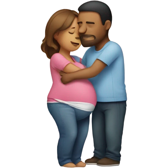 Man hugging pregnant woman emoji