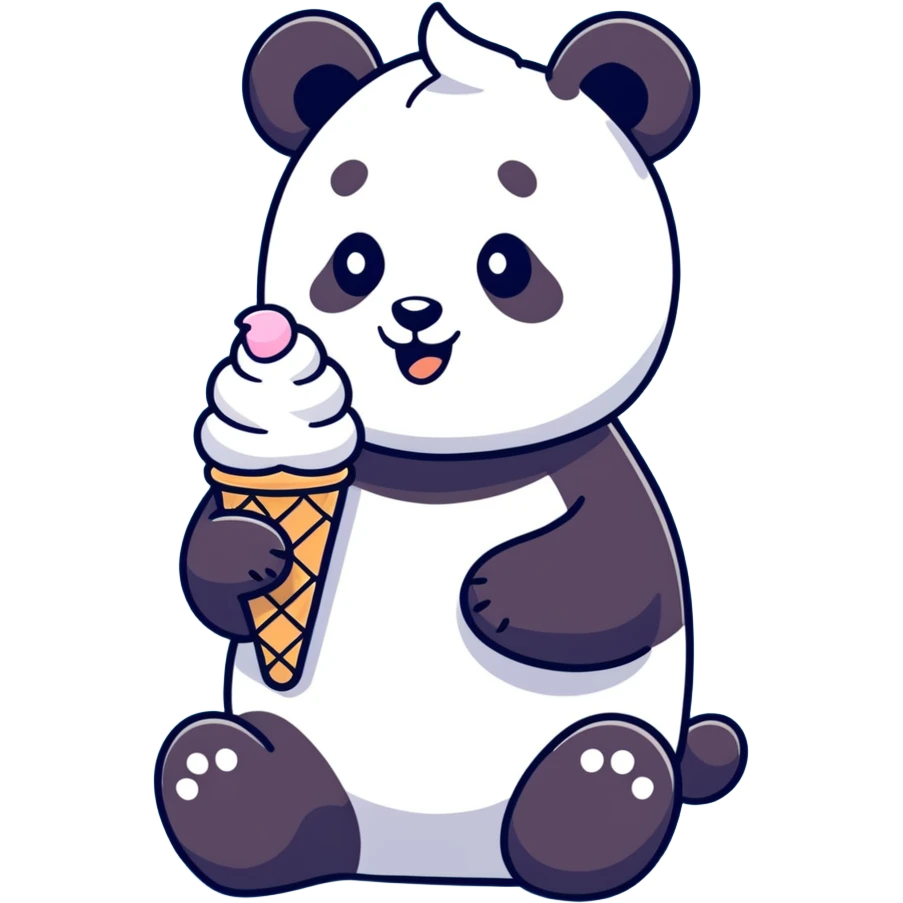 Panda eating ice cream emoji