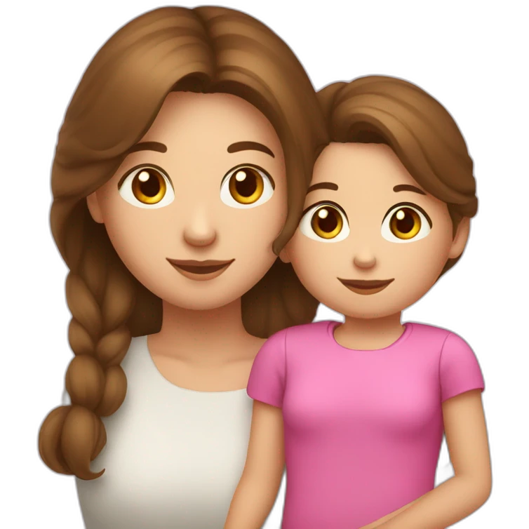 Mom and daughter three years old from Russia with brown hair emoji