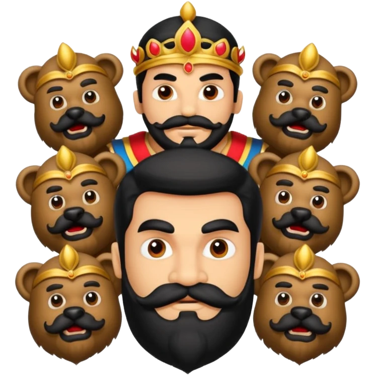Ravana sura with bear and mustach young beautiful and terror with ten heads emoji