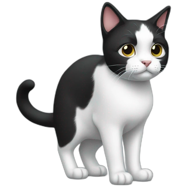 black and white cat is standing emoji