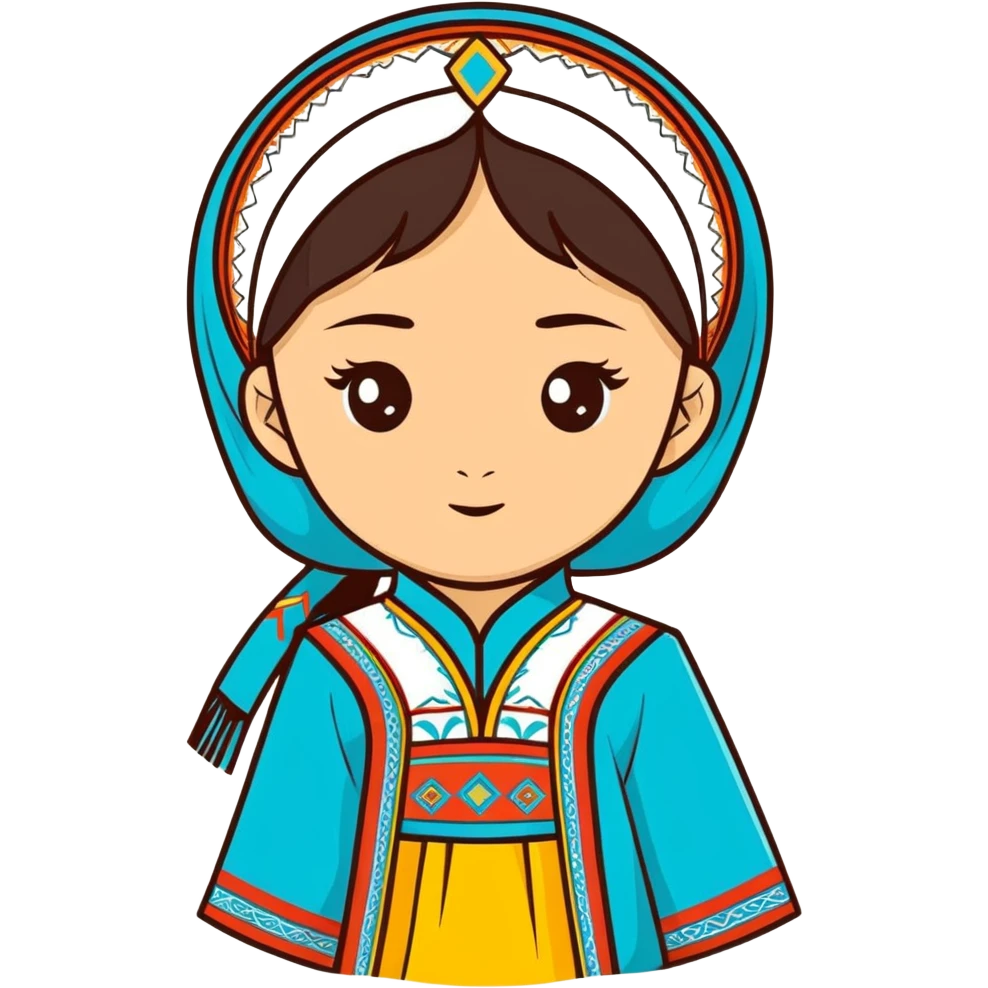 Kazakh girl national dress red emoji