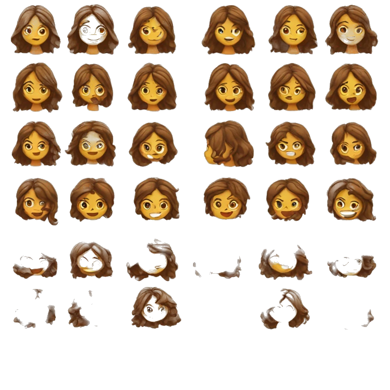Chica con el pelo marrón y ondulado  emoji