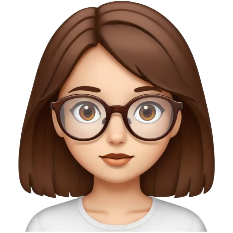 Brown haired girl wearing big brown glasses emoji