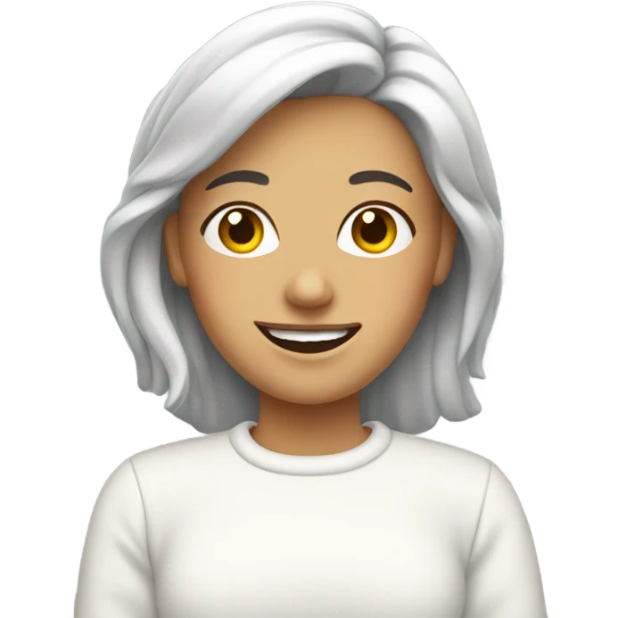 smiling woman in white sweater emoji