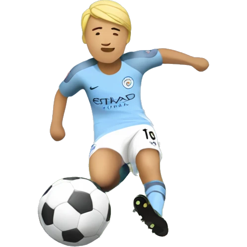 Haaland scoring a goal and the ball being the Manchester City logo emoji