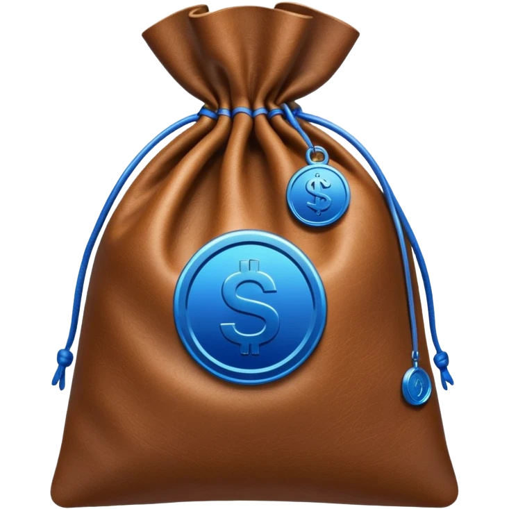 brown money bag with a blue coin  emoji