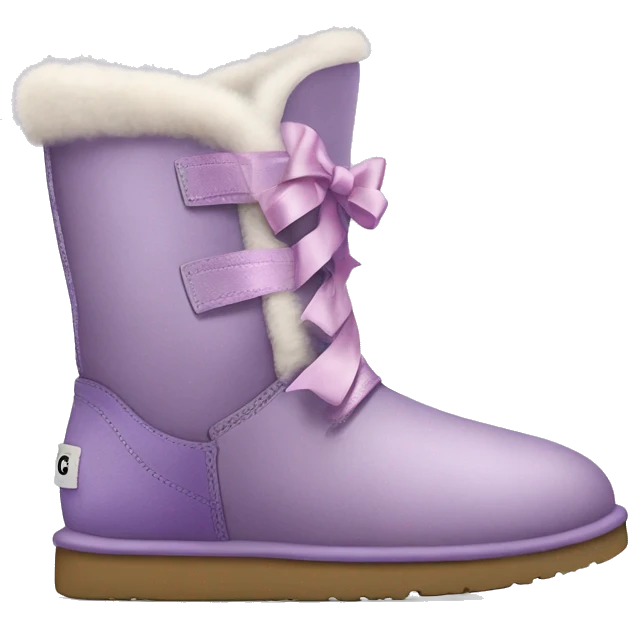 Realistic light purple ugg boots with fur and laced up light purple ribbons tied into bows. emoji