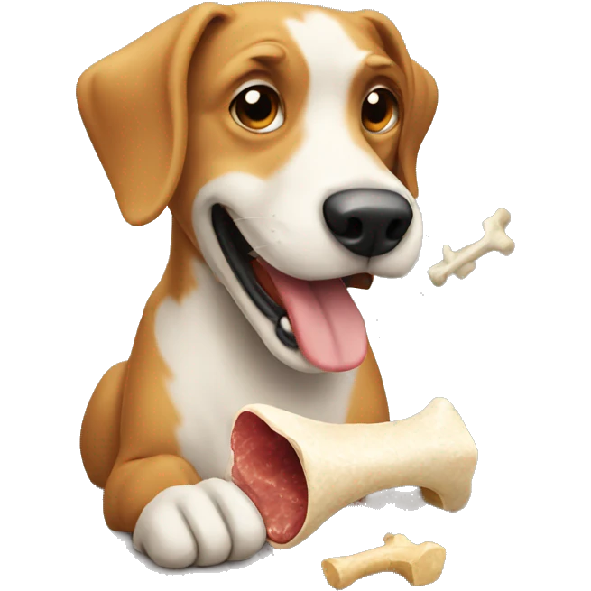 a dog eating a bone emoji