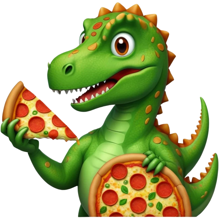 Dinosaur eating pizza  emoji